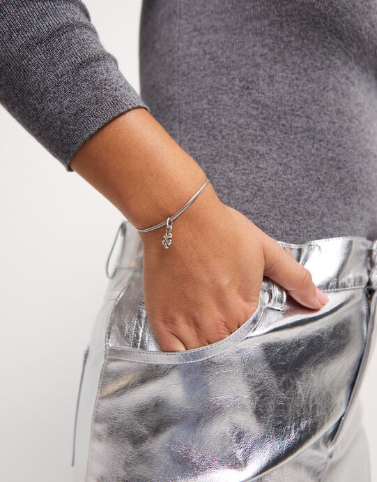 Flat snake chain bracelet, Silver, large